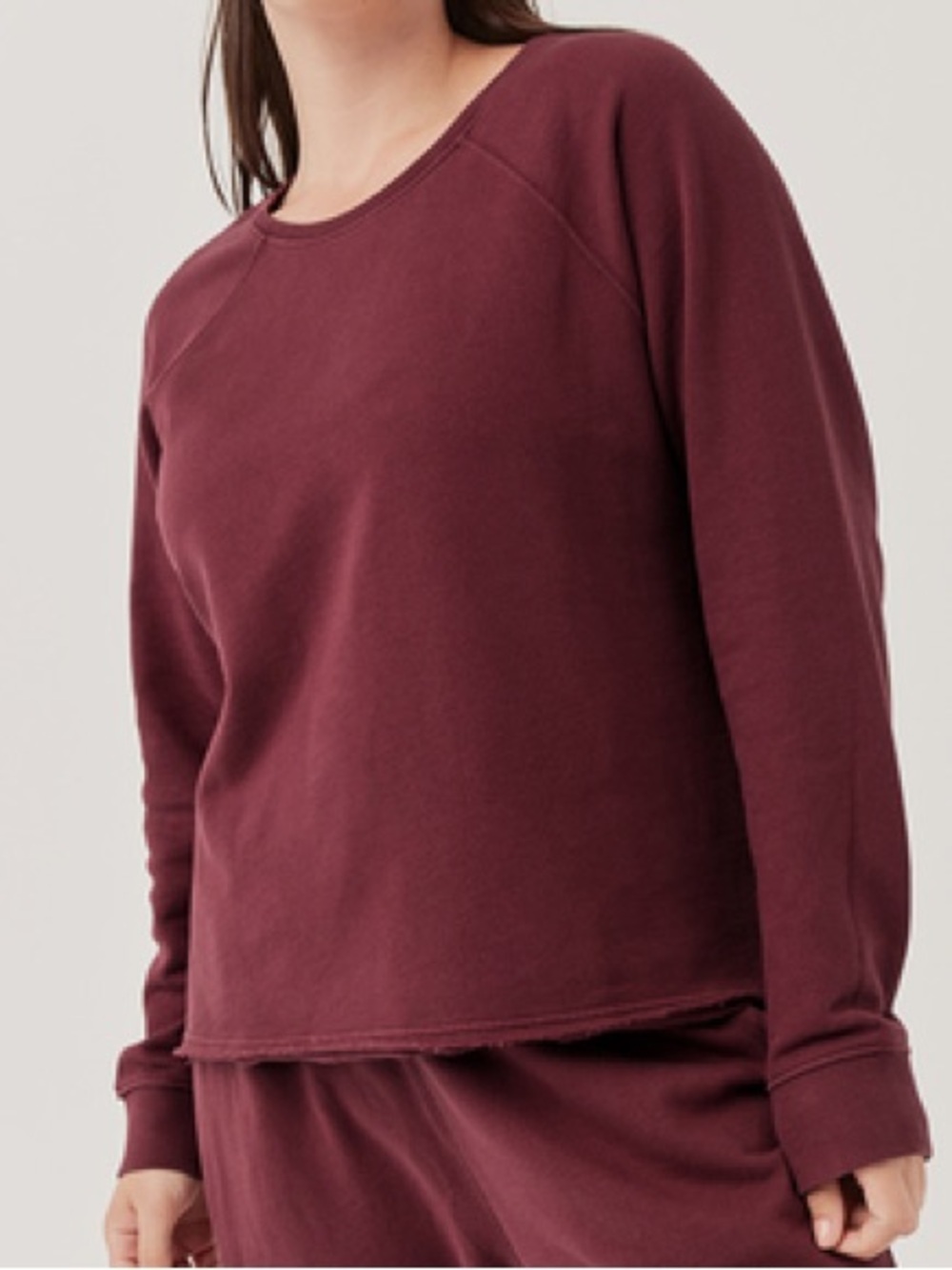 Pact Downtime Raglan Sweatshirt in Deep Burgundy Medium